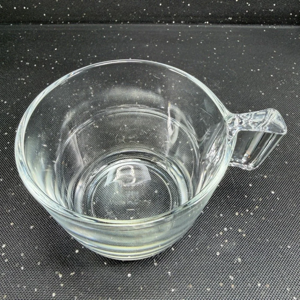 IKEA Clear Glass Coffee Mugs Set of 4 Stackable Square Handle 22648 2.75in Tall